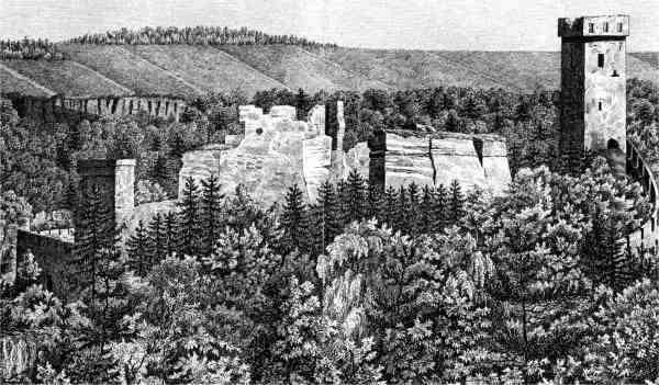 pohled od jihozpadu (rytina Kollare podle kamenotisku C.W. Medaua)