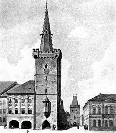 radnin v, v pozad Svat brna - kresba K. Liebschera