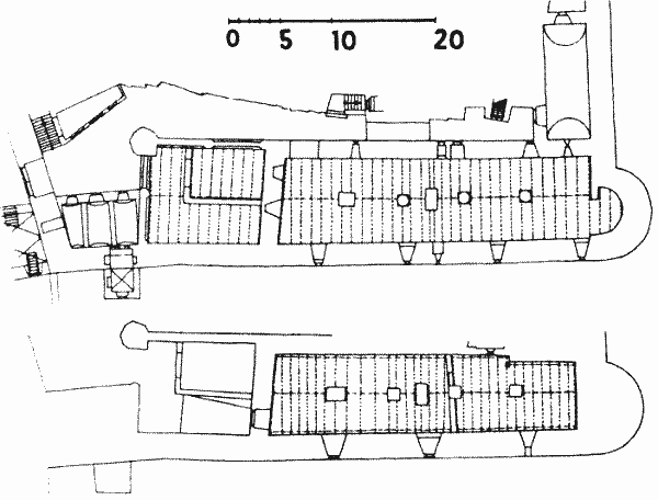 císařský palác - půdorys sklepa a přízemí r. 1867