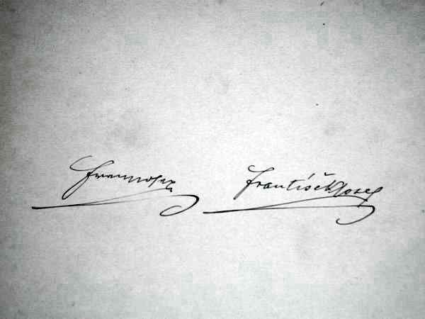 podpis císaře Františka Josefa I. v návštěvní knize